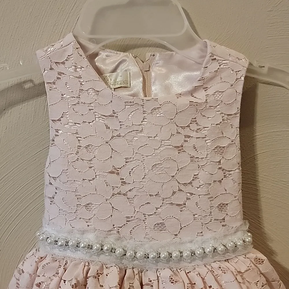 AMERICAN PRINCESS LIGHT PINK LACE OVERLAY SPECIAL OCCASION DRESS, SIZE 4